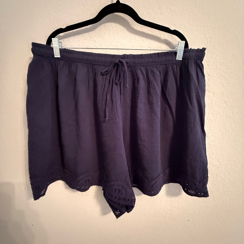 Aerie Navy Blue Eyelet Hem Flowy Shorts XL